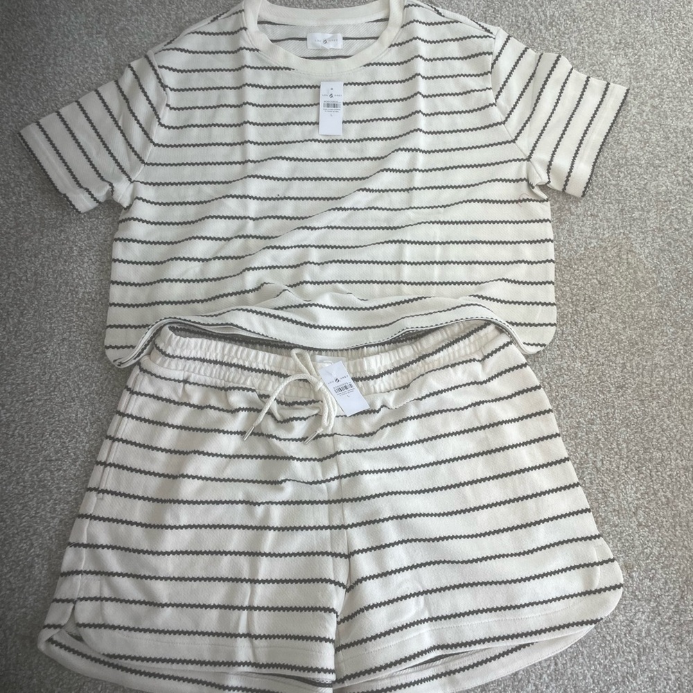 Lou & Grey Knit Short Set - Cream & Black